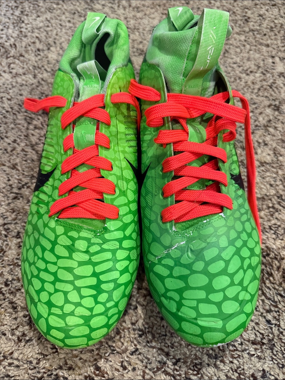 Nike Vapors Size 12-Men's Green and Orange Athletic Shoes-Football Cleats